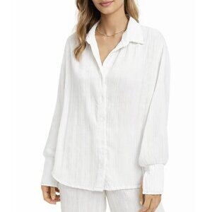 Good American Plisse Pleated Button Front Blouse Top Sz 5/6 US 2XL/3XL NWT $119